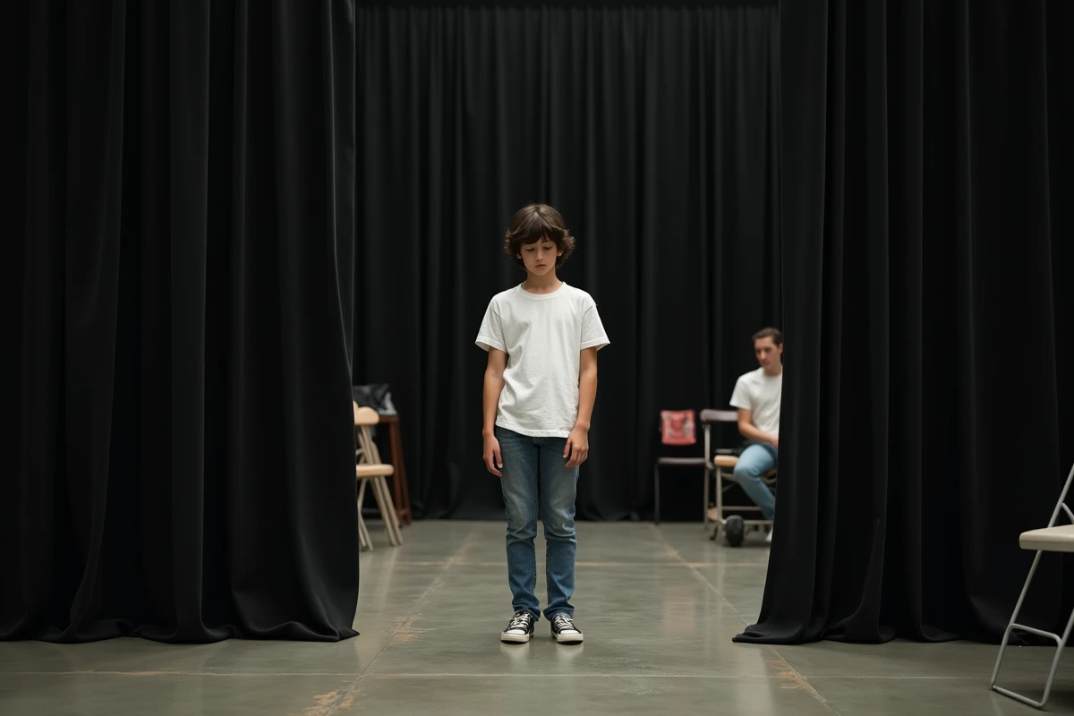 Garçon de 13 ans backstage d un défilé de mode