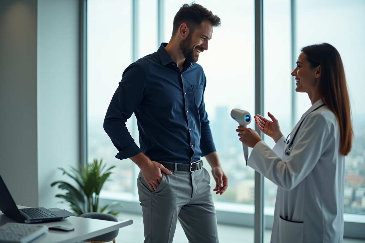 Homme en consultation avec un médecin dans un cabinet médical