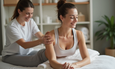 Femme recevant un massage relaxant dans un centre bien etre