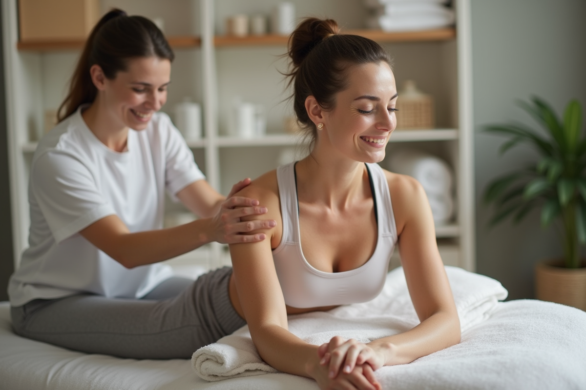 Femme recevant un massage relaxant dans un centre bien etre