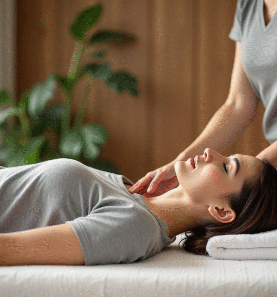 Femme recevant un massage relaxant dans un spa moderne